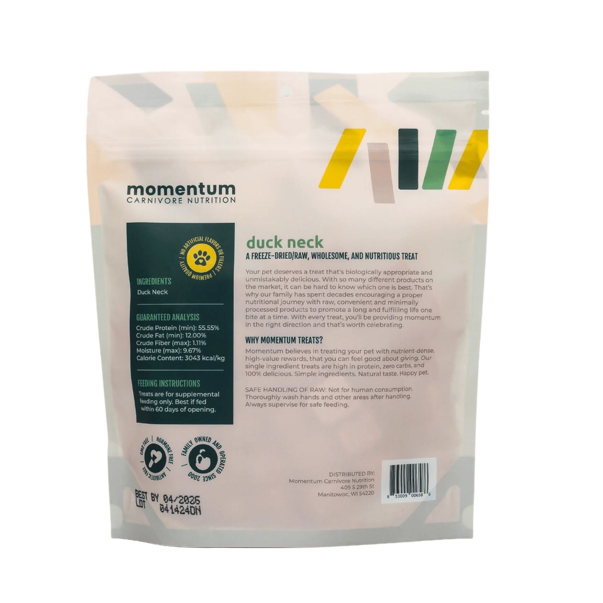 Momentum Carnivore Nutrition Dog 3oz. Duck Neck