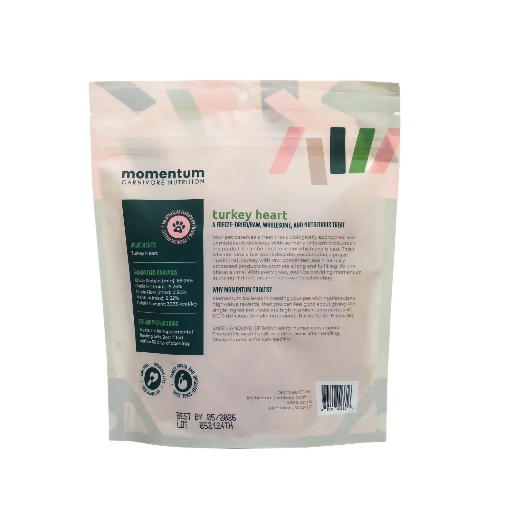 Momentum Carnivore Nutrition Dog 3oz. Turkey Hearts