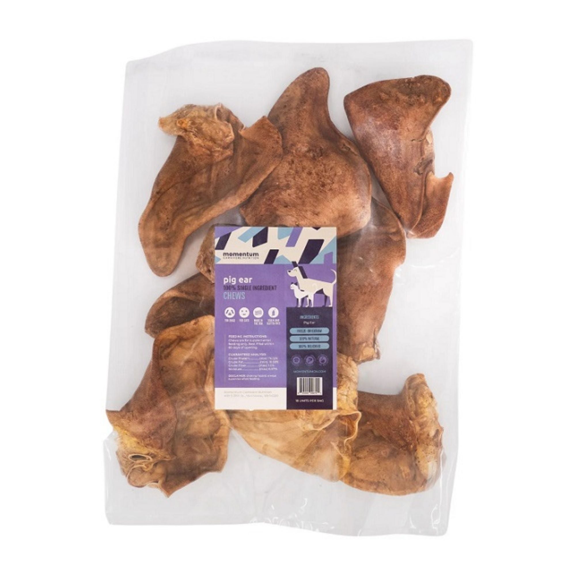 Momentum Carnivore Nutrition Pig Ear (Clean) 18Ct Freeze-dried Bulk Chew