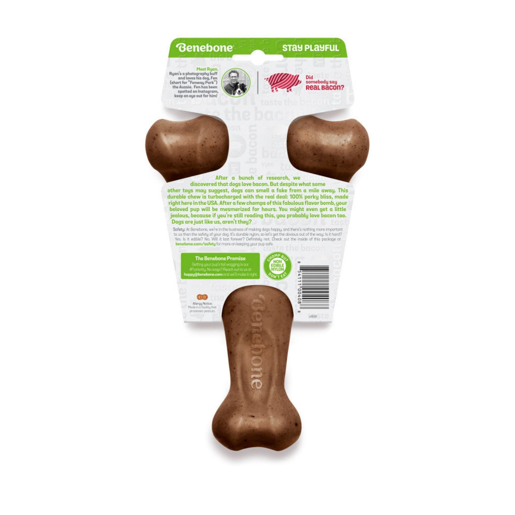 !Benebone Wishbone Durable Dog Chew Toy Bacon, 1ea/LG