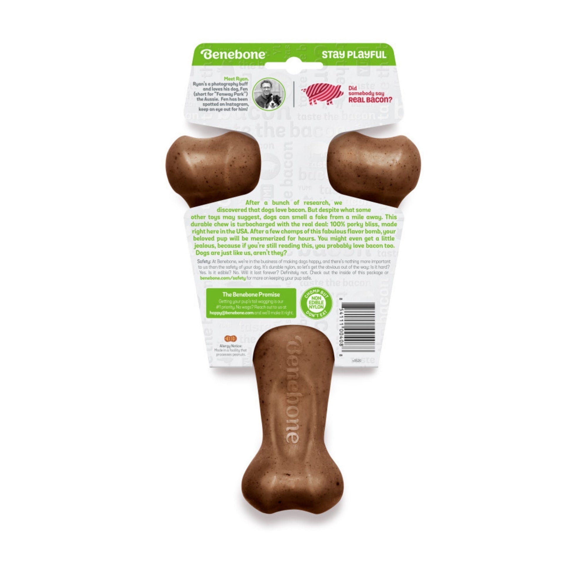 !Benebone Wishbone Durable Dog Chew Toy Bacon, 1ea/LG