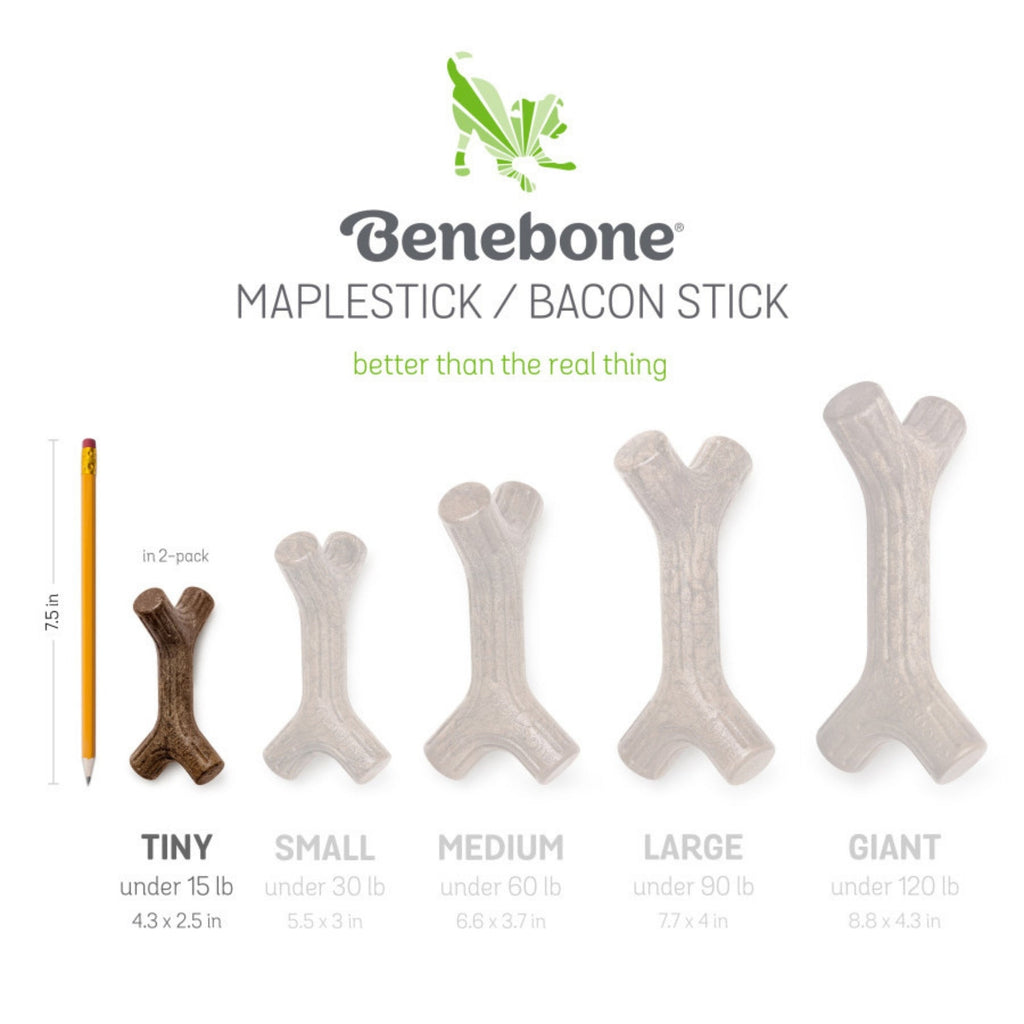 !Benebone Stick & Zaggler Dog Chew Toy Maple & Bacon, 1ea/XS, 2 pk