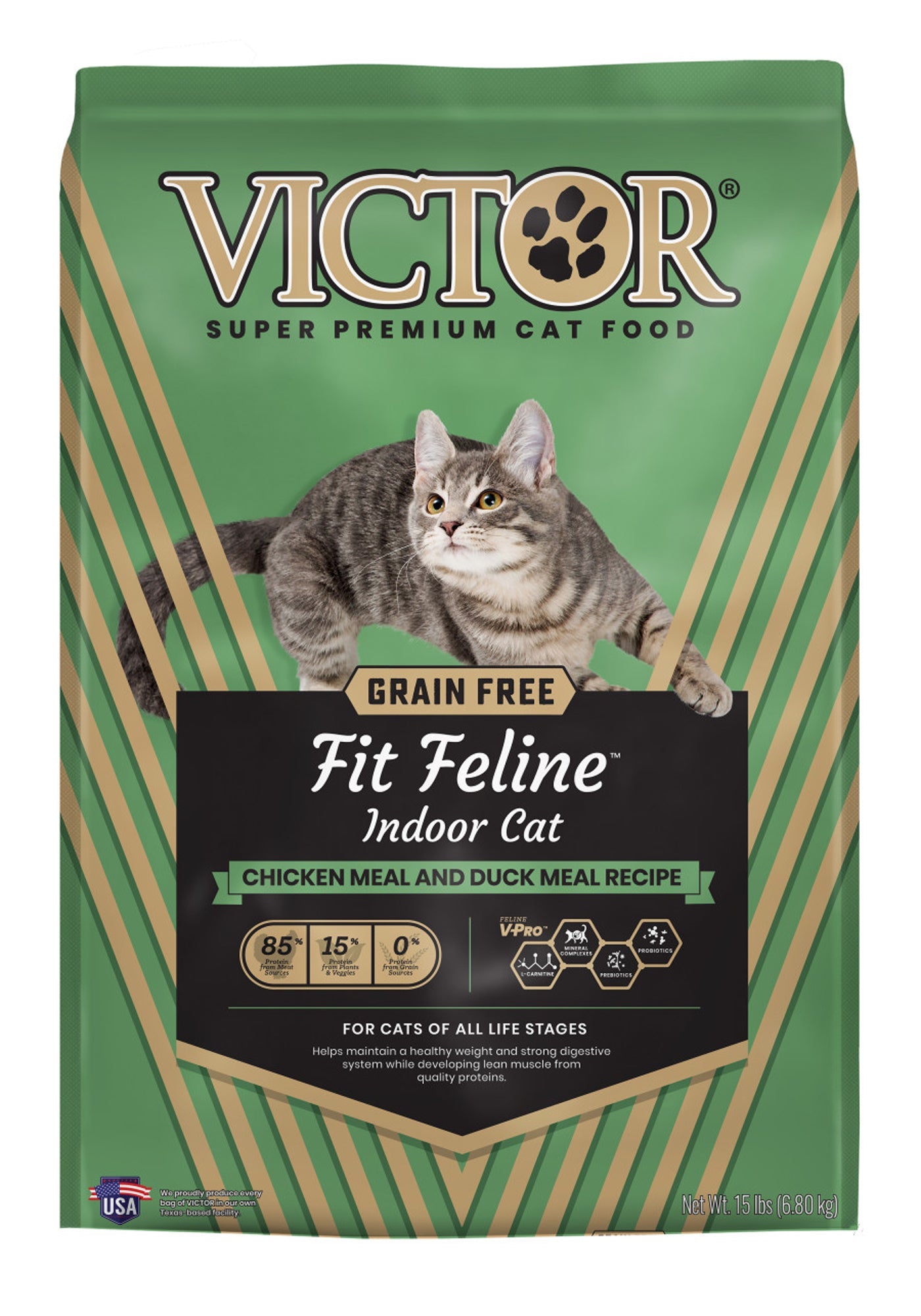 Victor Super Premium Dog Food Fit Feline Indoor Dry Cat Food Chicken & Duck 15lb