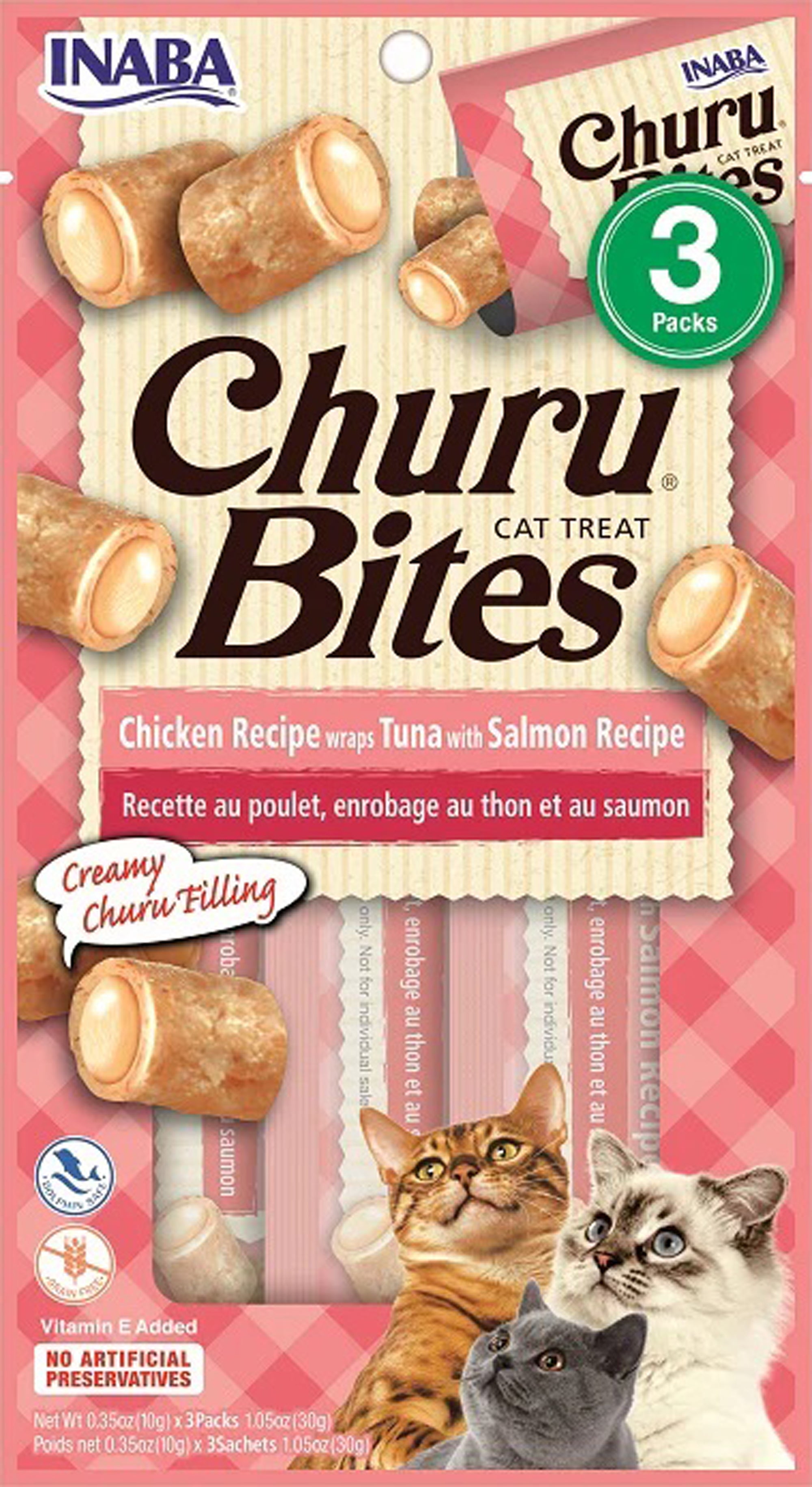 Inaba Cat Churu Bite Chkn Wrap Tuna Salmon 6Ct-1.05Oz