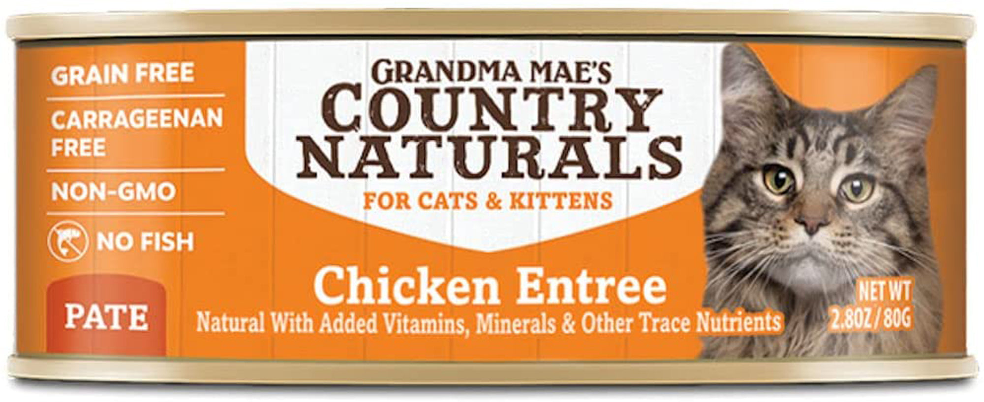 Grandma Mae's Country Naturals Grain Free Pate Wet Cat & Kitten Food Chicken 2.8oz 24pk