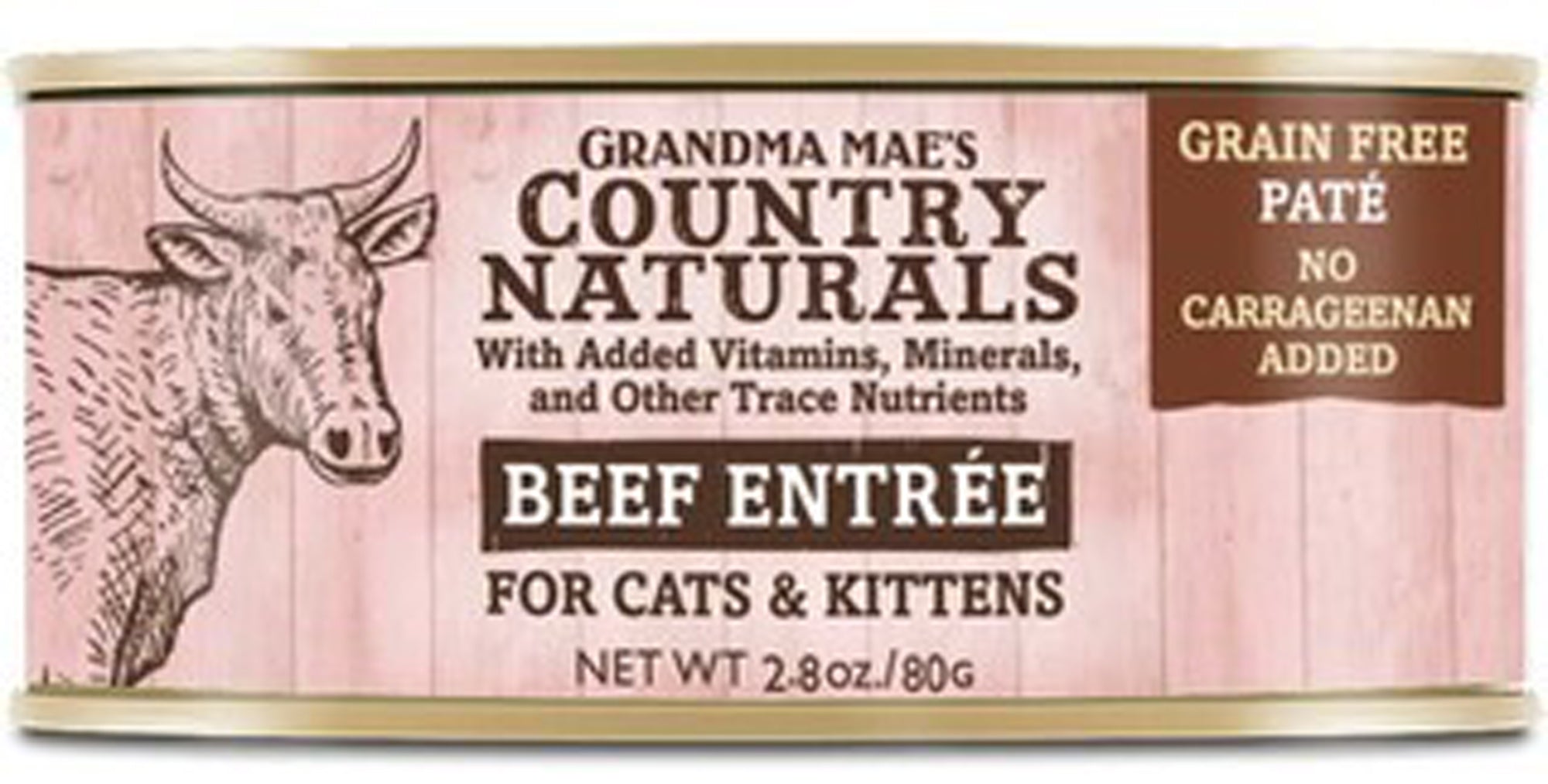 Grandma Mae's Country Naturals Grain Free Pate Wet Cat & Kitten Food Beef 2.8oz 24pk