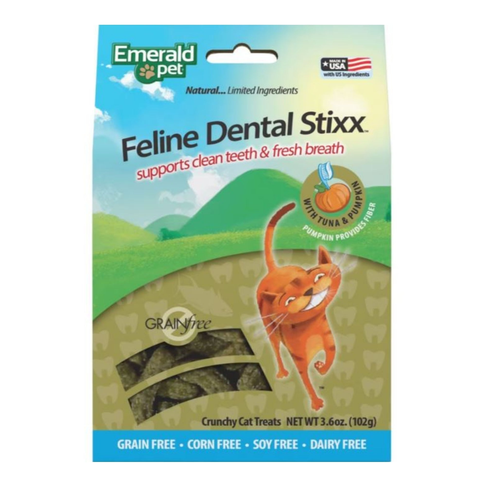 Emerald Pet Feline Dental Stixx Cat Treats Tuna 3.6oz