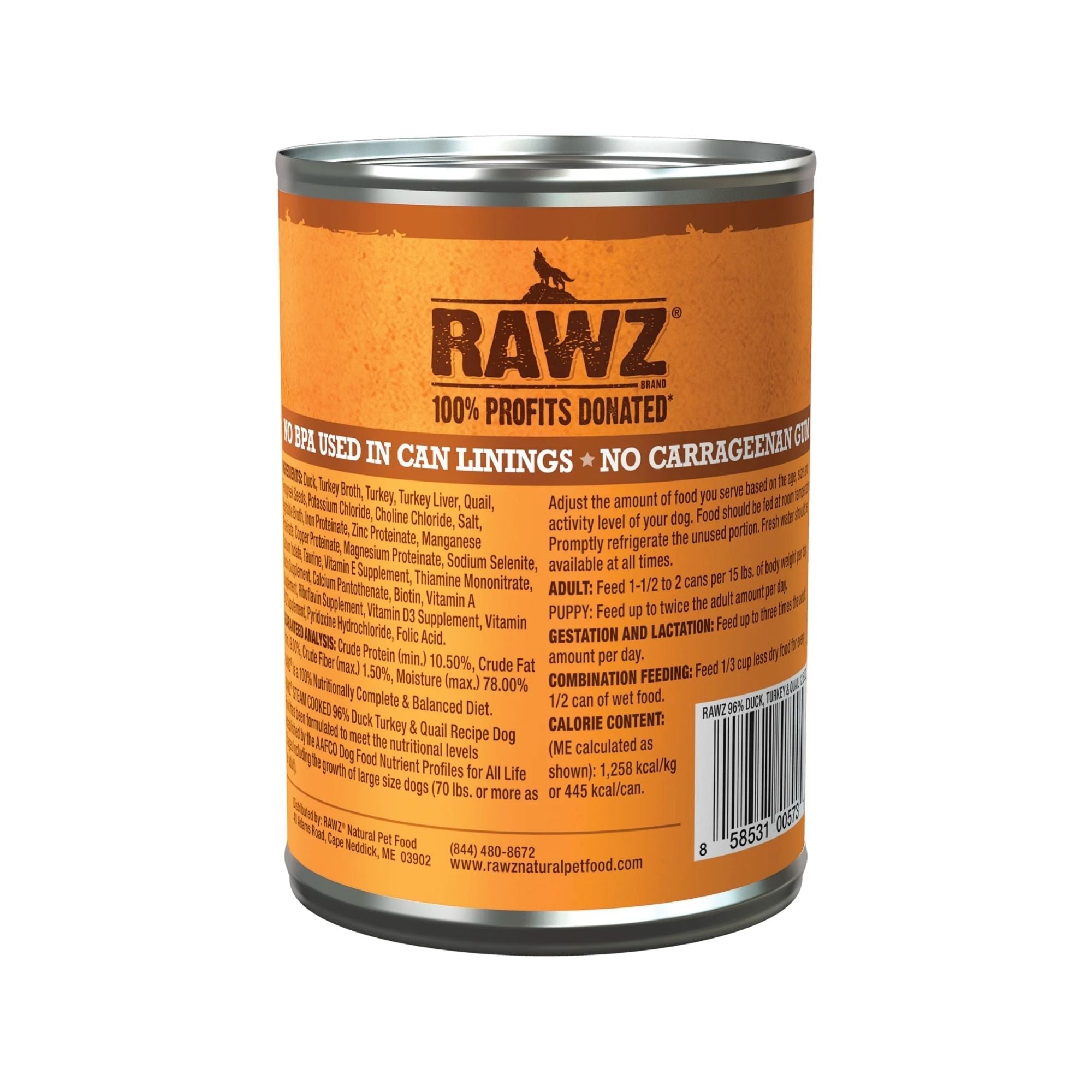 Rawz Dog 96% Duck Turkey Quail Pate 12.5oz. (Case of 12)