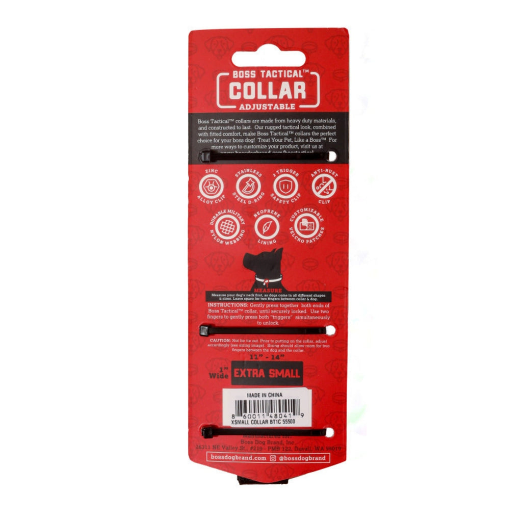 Boss Dog Tactical Adjustable Dog Collar Black, 1ea/XS, 11-14in.