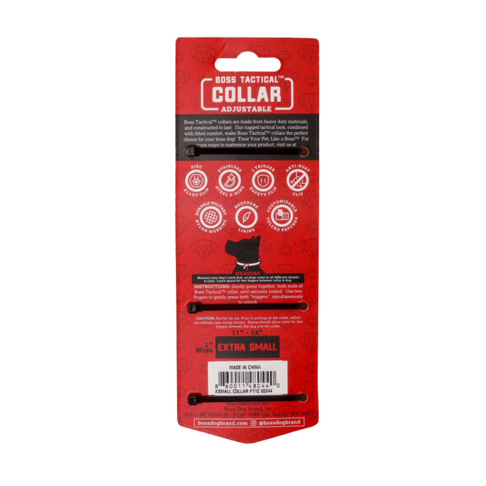 Boss Dog Tactical Adjustable Dog Collar Pink, 1ea/XS, 11-14in.