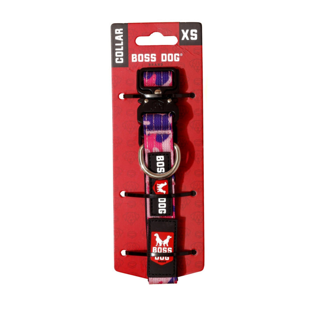 Boss Dog Tactical Adjustable Dog Collar Pink Camo, 1ea/XS, 11-14in.