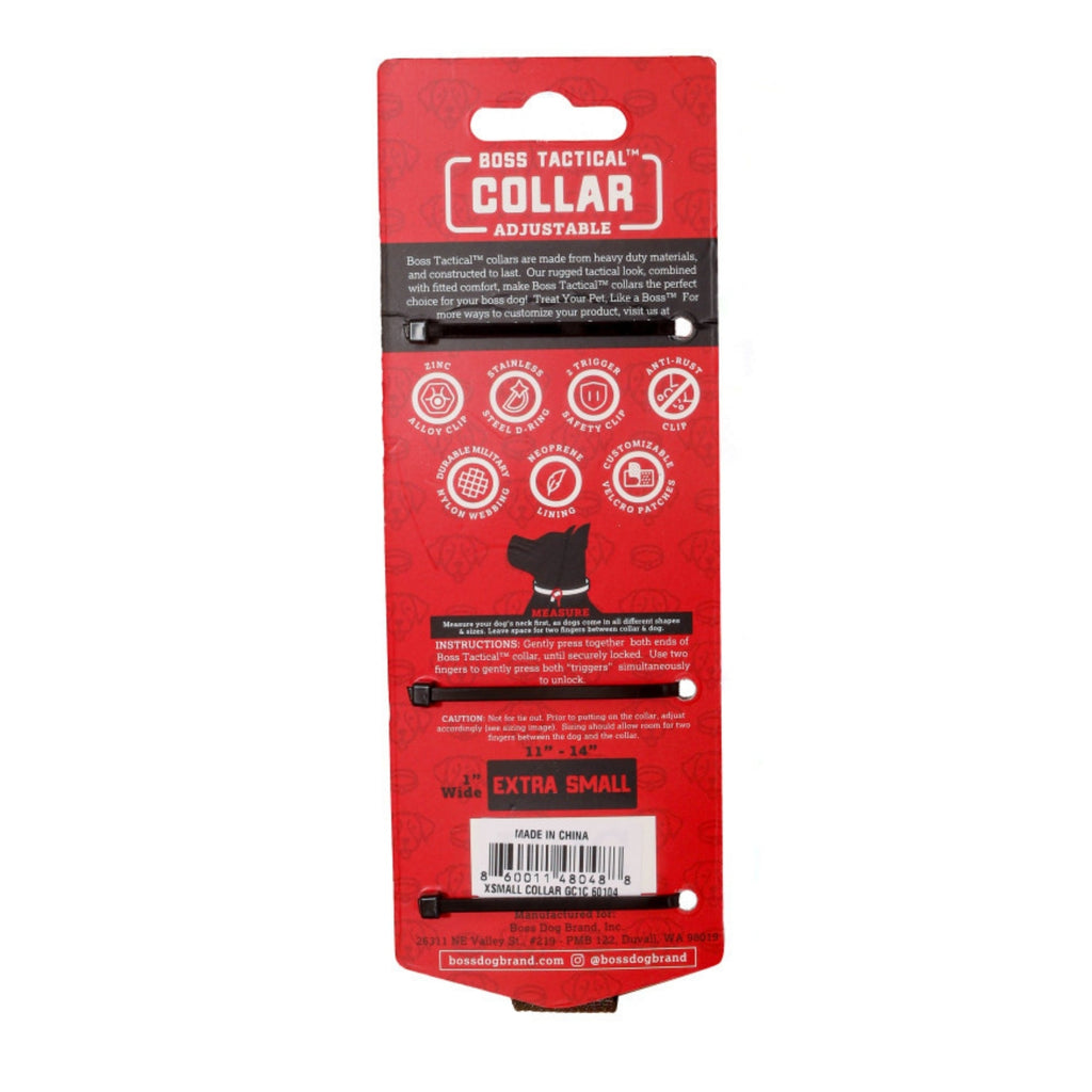 Boss Dog Tactical Adjustable Dog Collar Green Camo, 1ea/XS, 11-14in.