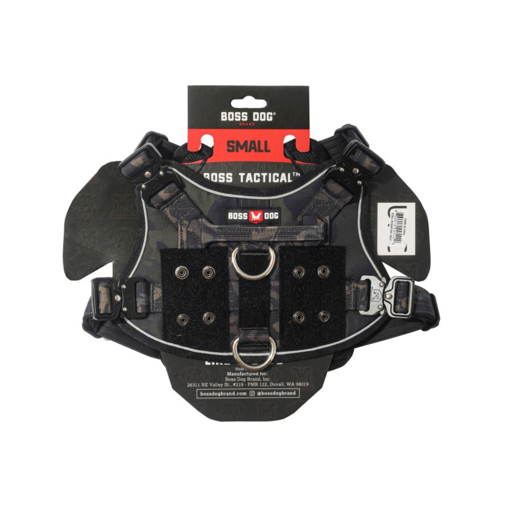 Boss Dog Tactical Dog Harness Black Camo, 1ea/SM