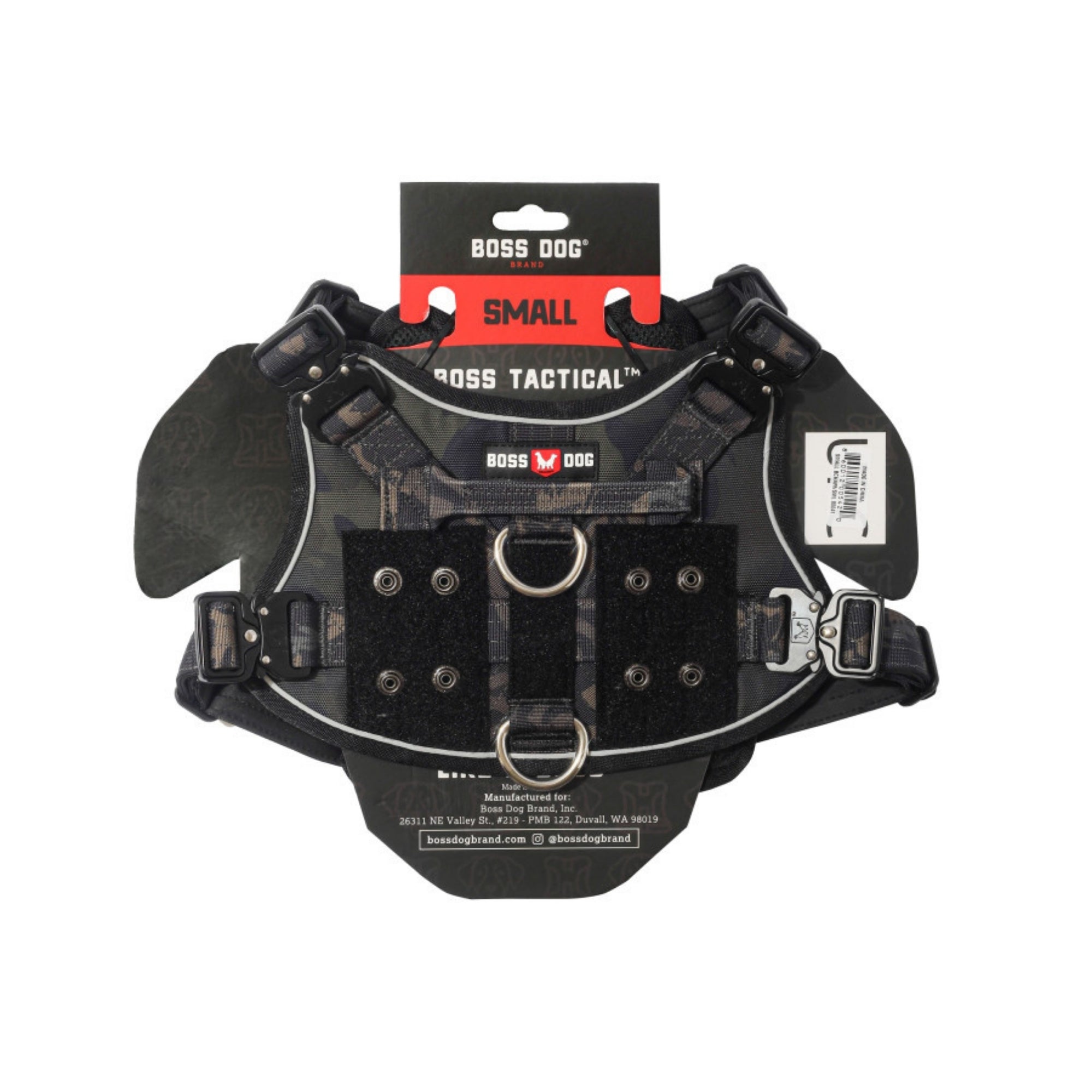 Boss Dog Tactical Dog Harness Black Camo, 1ea/SM