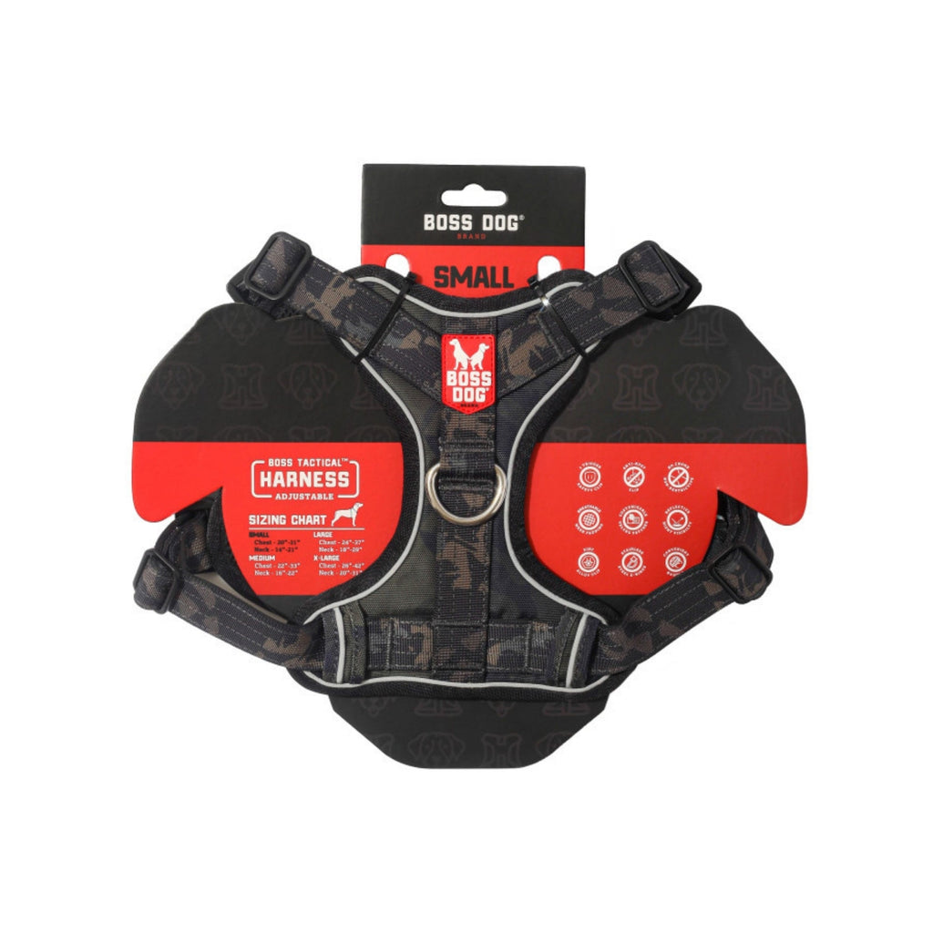 Boss Dog Tactical Dog Harness Black Camo, 1ea/SM