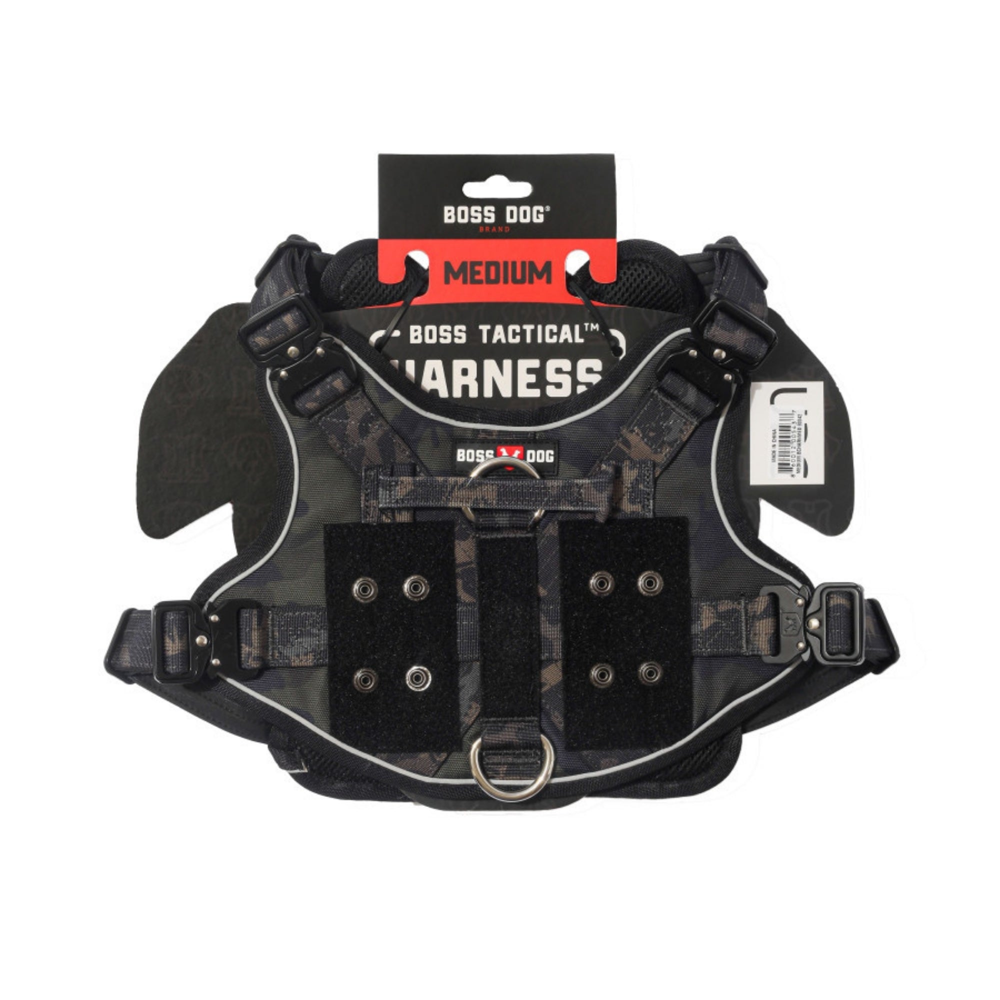 Boss Dog Tactical Dog Harness Black Camo, 1ea/MD