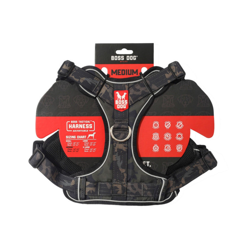 Boss Dog Tactical Dog Harness Black Camo, 1ea/MD