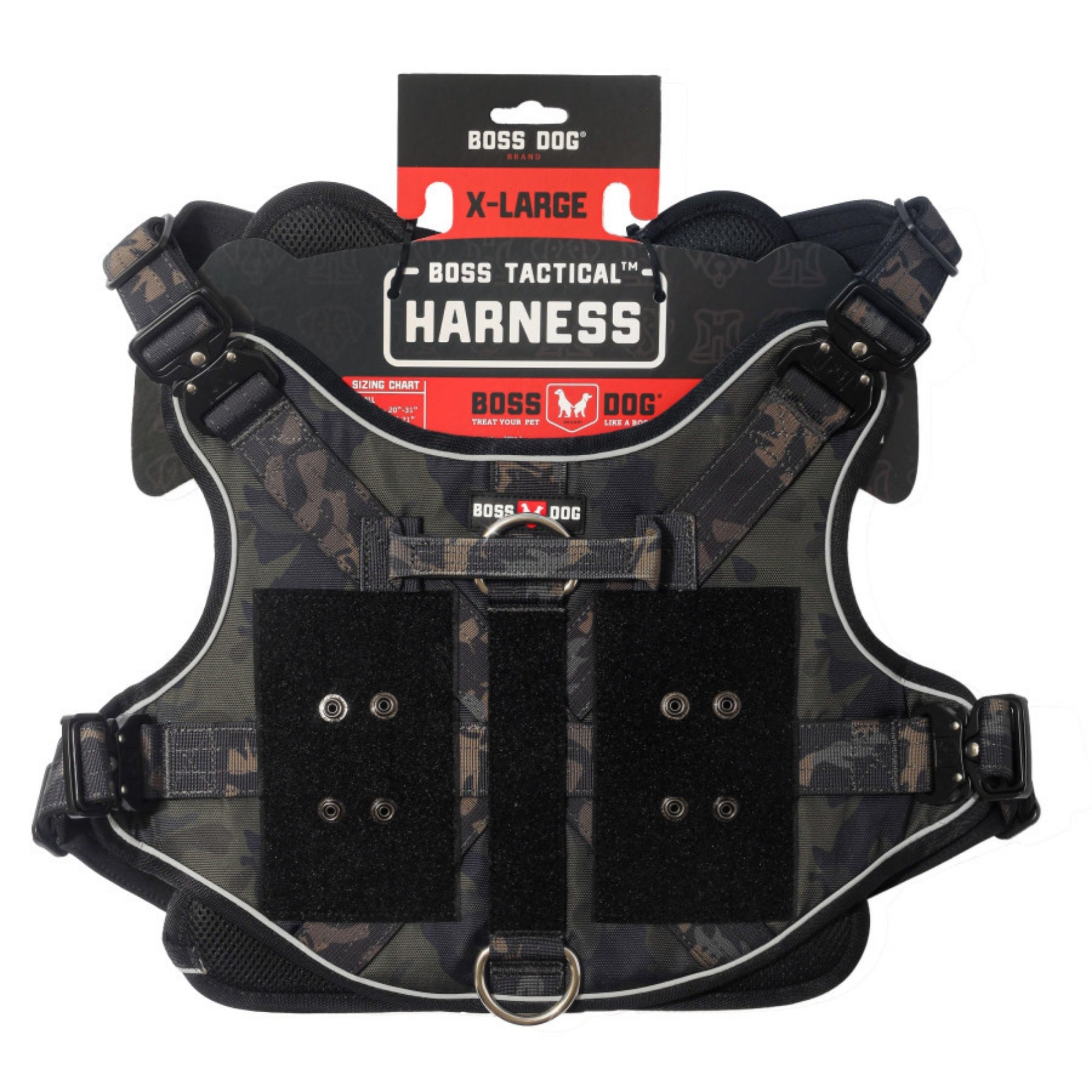 Boss Dog Tactical Dog Harness Black Camo, 1ea/XL