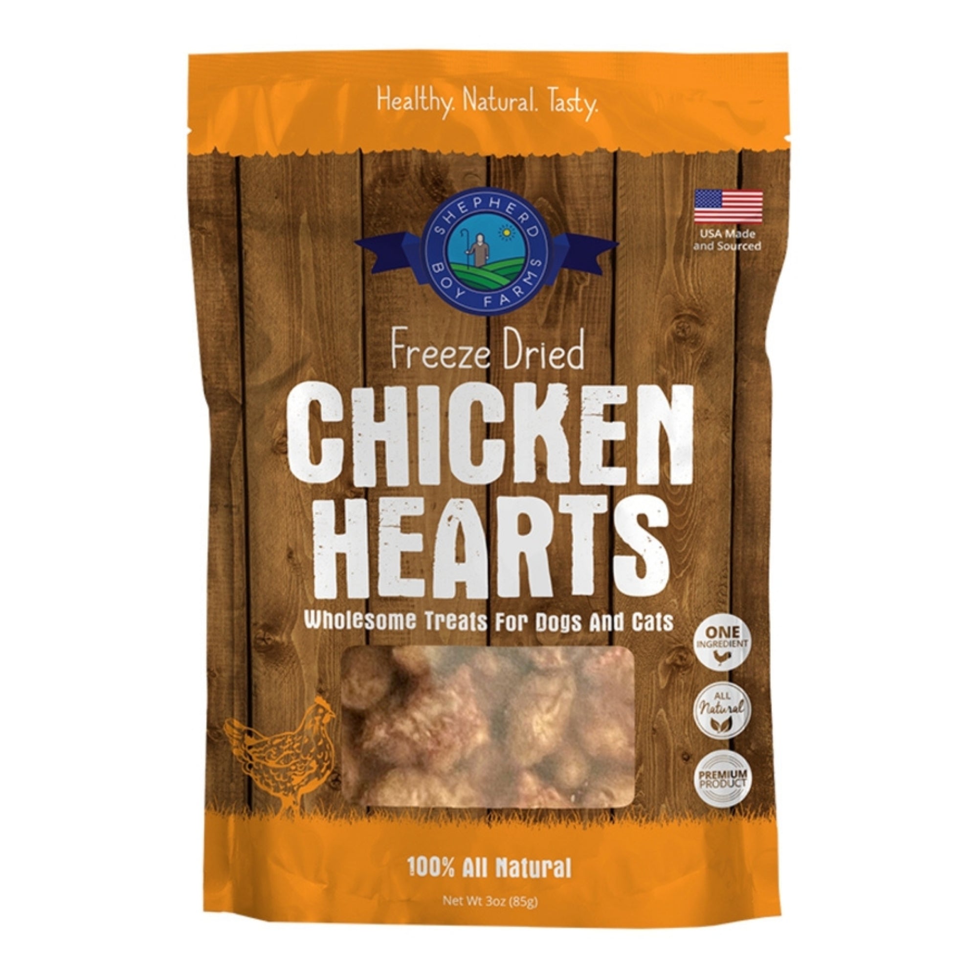 Shepherd Boy Farms Dog & Cat Freeze-Dried Chicken Heart 3oz.