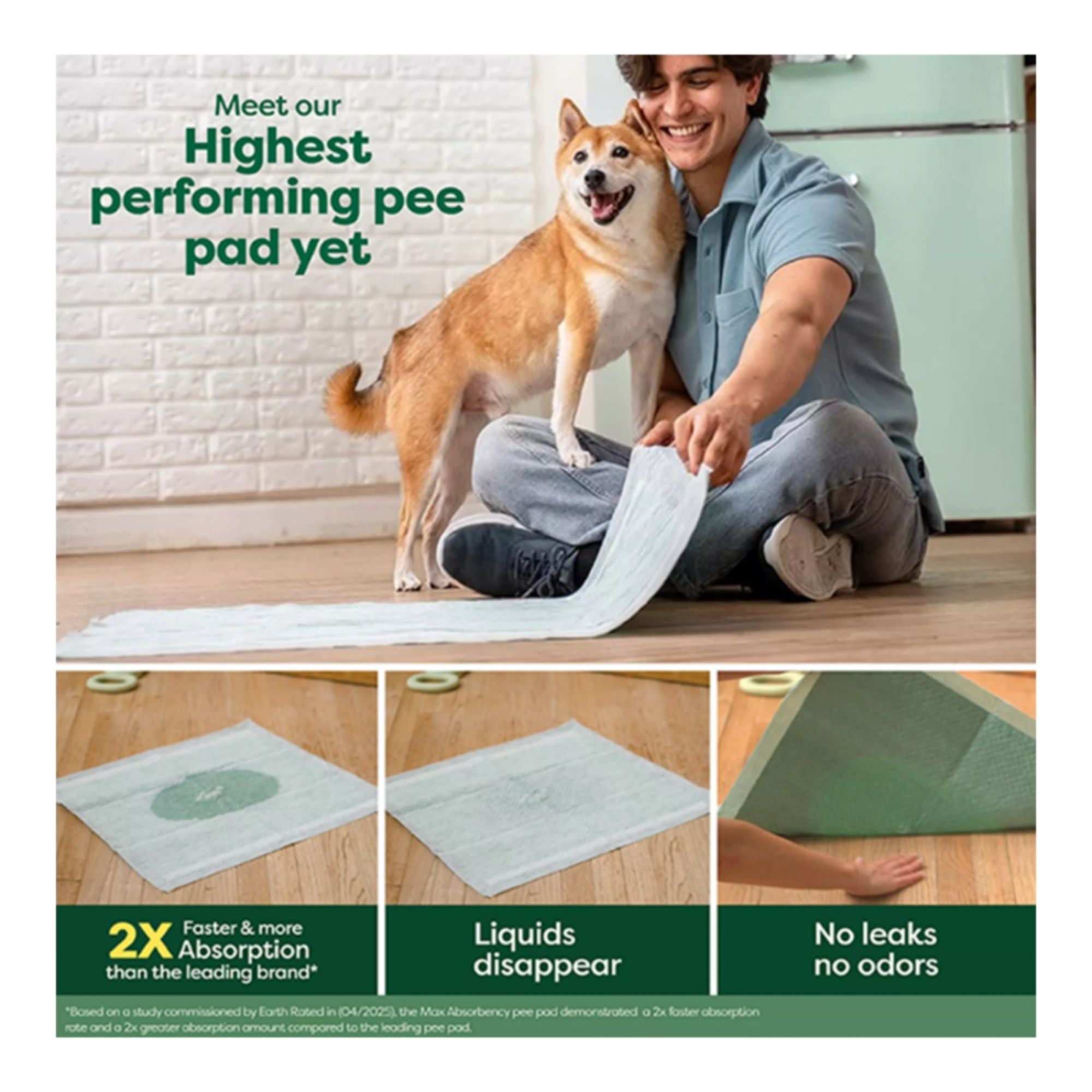 Earth Rated Dog Max Absorbency Puppy Pee Pads Extra Large 28” X 34” - 25 Count