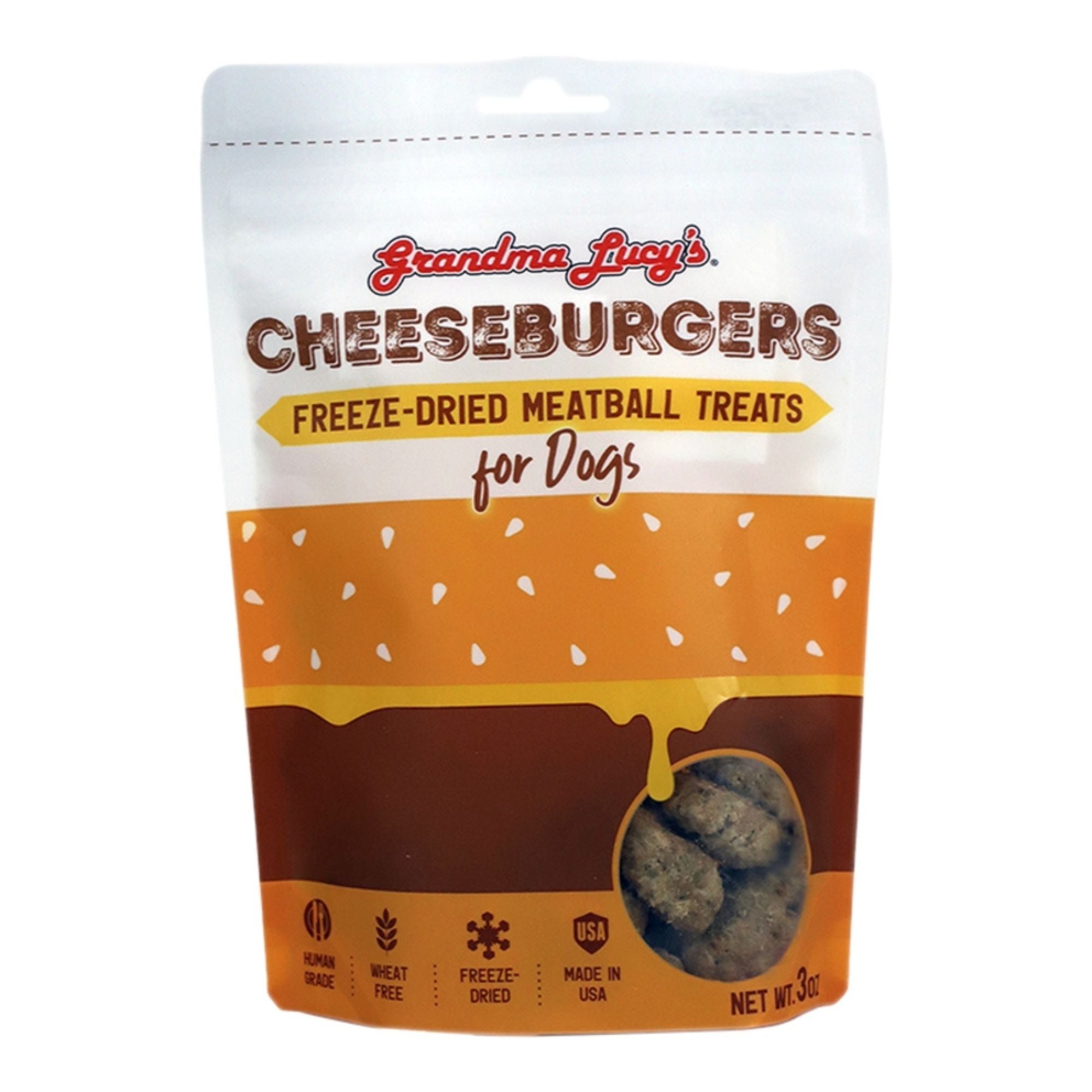 Grandma Lucy's Dog Freeze-Dried Meatball Cheeseburger Treat 3oz.