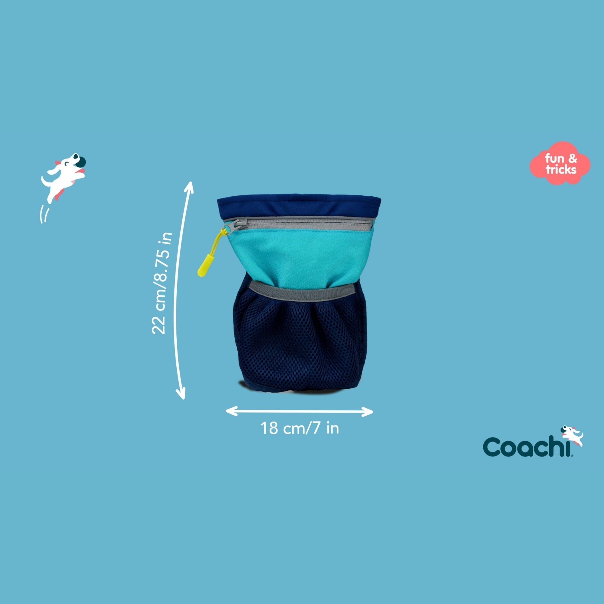 Coachi Pro Train & Treat Bag With Magnetic Closure Blue/Navy Jumbo Large