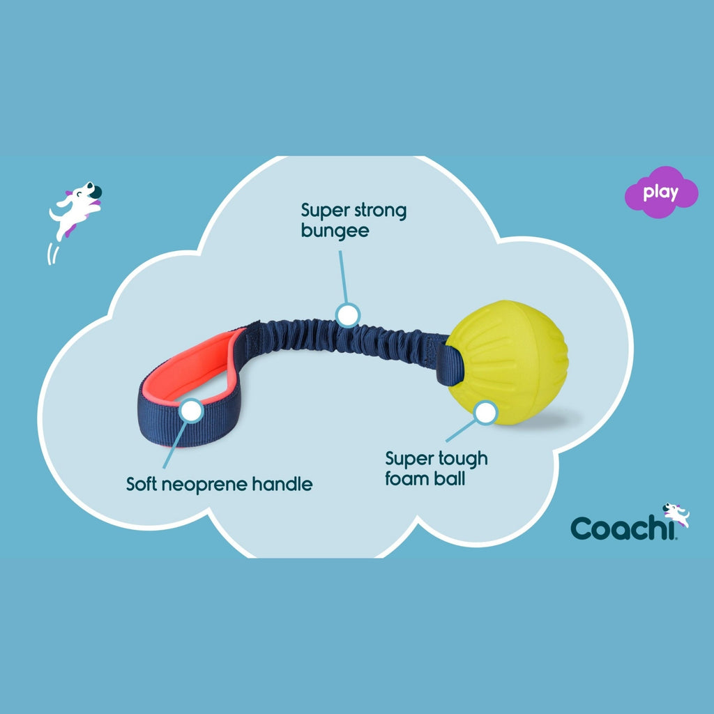 Coachi Tuggi Elastic Ball Super Tough Tug Toy Coral/Navy Large