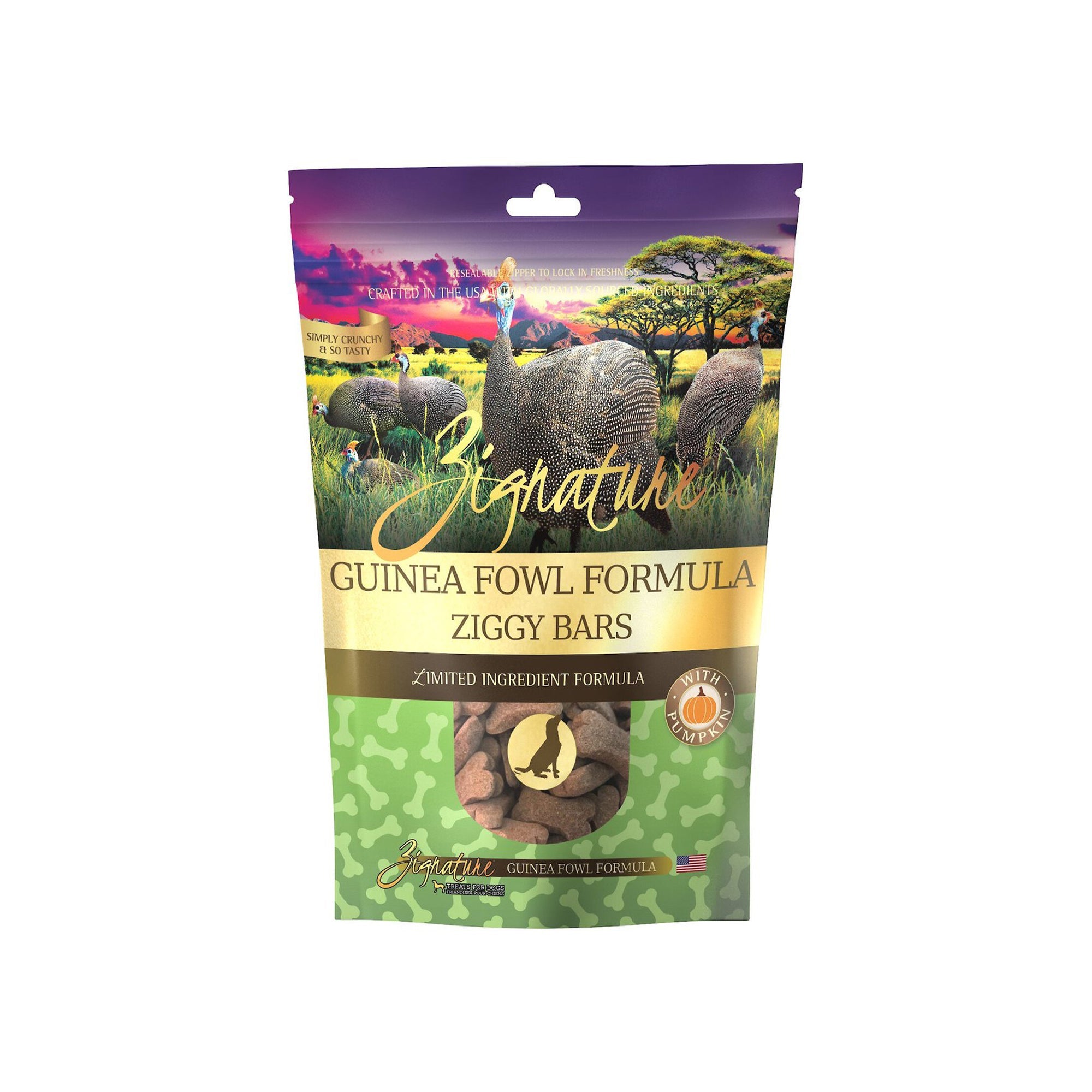 Zignature Dog Ziggy Bar Treat Guinea Fowl 12oz.