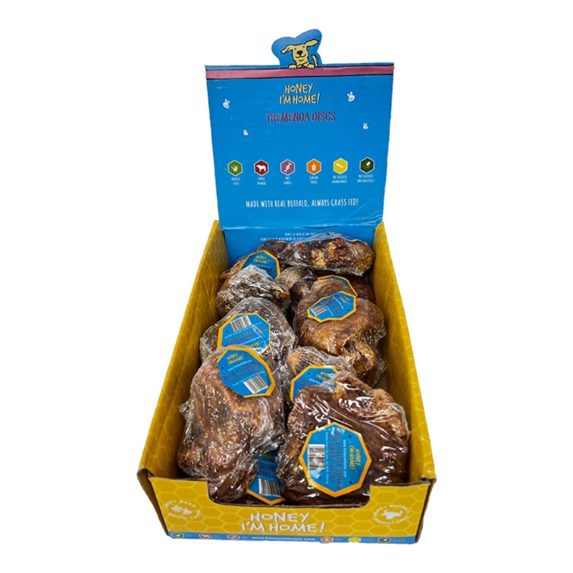Honey I'm Home Dog Natural Honey Coated Buffalo Chews Tremenda Discs - 20 Count