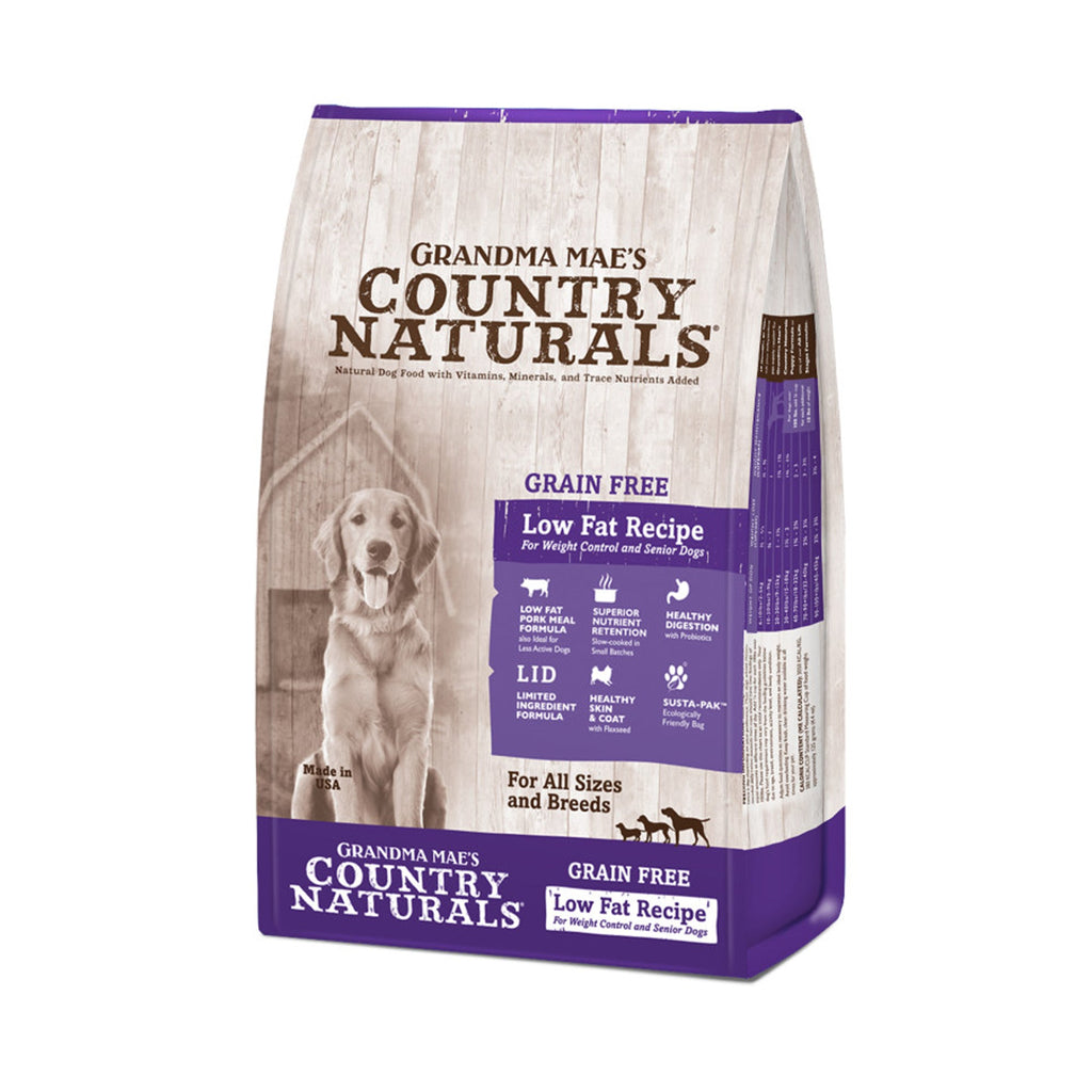 Grandma Mae's Country Naturals Grain Free Low Fat Recipe for Weight Control and Seniors Dry Dog Food Pork 4lb
