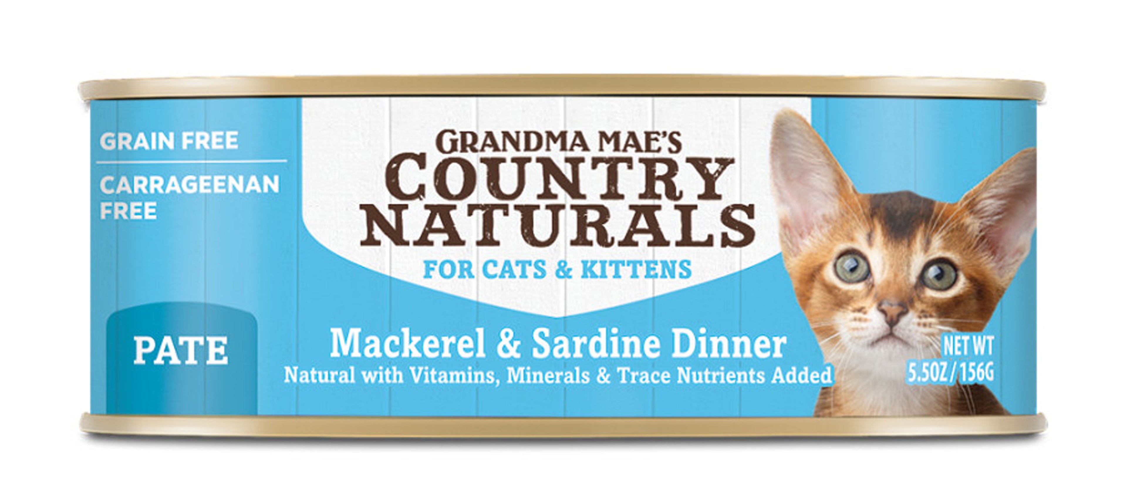 Grandma Mae's Country Naturals Grain Free Wet Cat Food Mackerel & Sardine 5.5oz 24pk