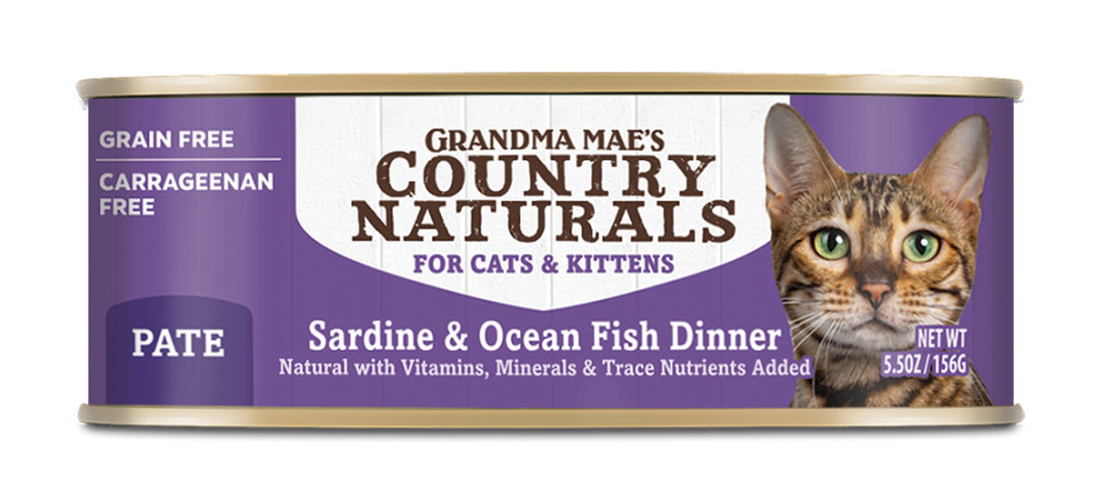 Grandma Mae's Country Naturals Grain Free Wet Cat Food Sardine & Ocean Fish 5.5oz 24pk