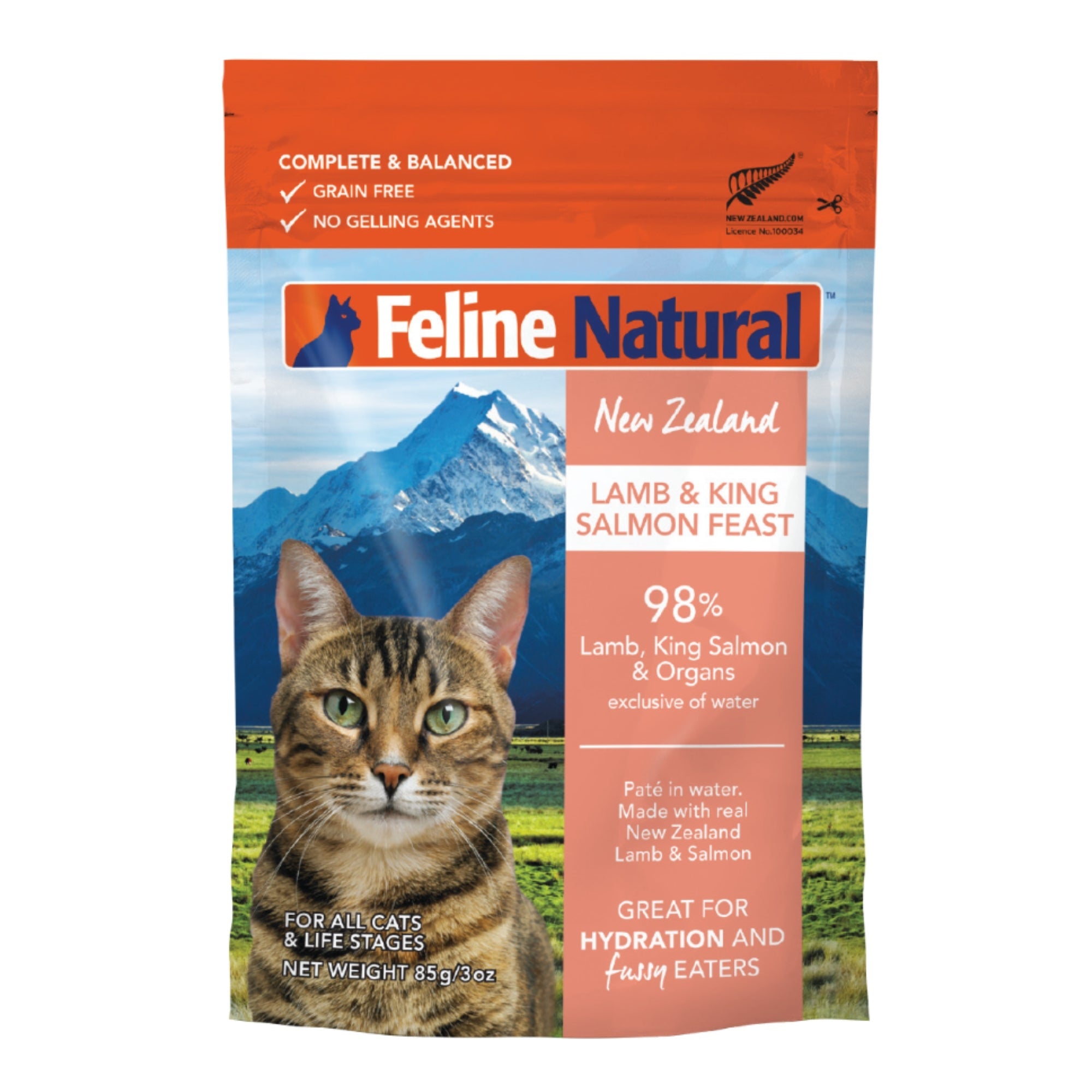 Feline Natural Cat Grain Free Lamb Salmon 3oz. Pouch (Case of 12)