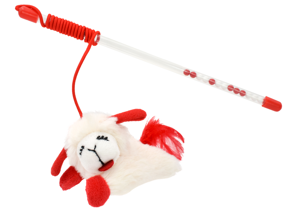Multipet Lamb Chop® Cat Wand w/ Refillable Catnip 12"