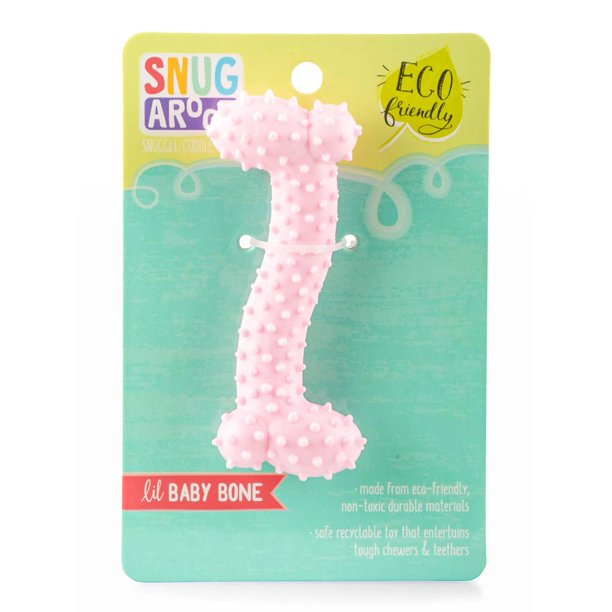 Snugarooz Lil Baby Bone Eco TPR  Dog Toy Pink 4.25in.