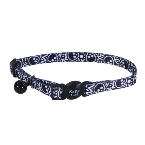 Coastal Products Safe Cat Fashion Adjustable Breakaway Collar-Skulls Black