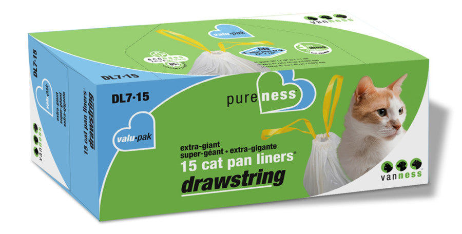 Van Ness Plastics Drawstring Cat Pan Liner White 1ea/Extra-Giant, 15 ct