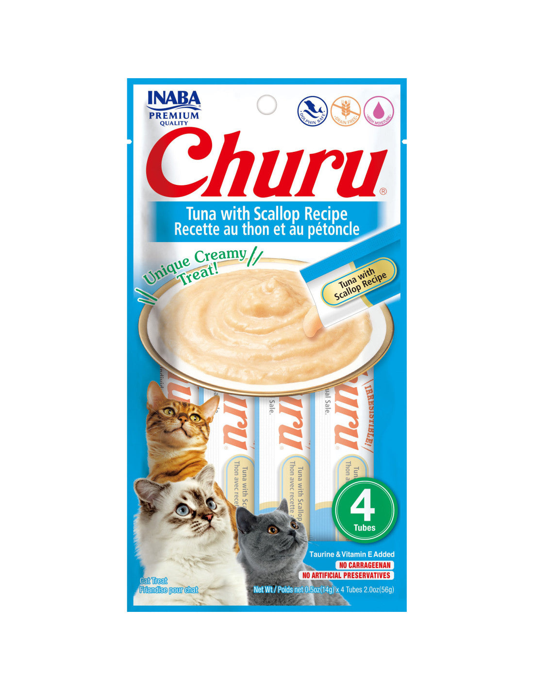 Inaba Churu Puree Cat Treats Tuna/Scallop .5oz. 4 Pk (Case of 6)