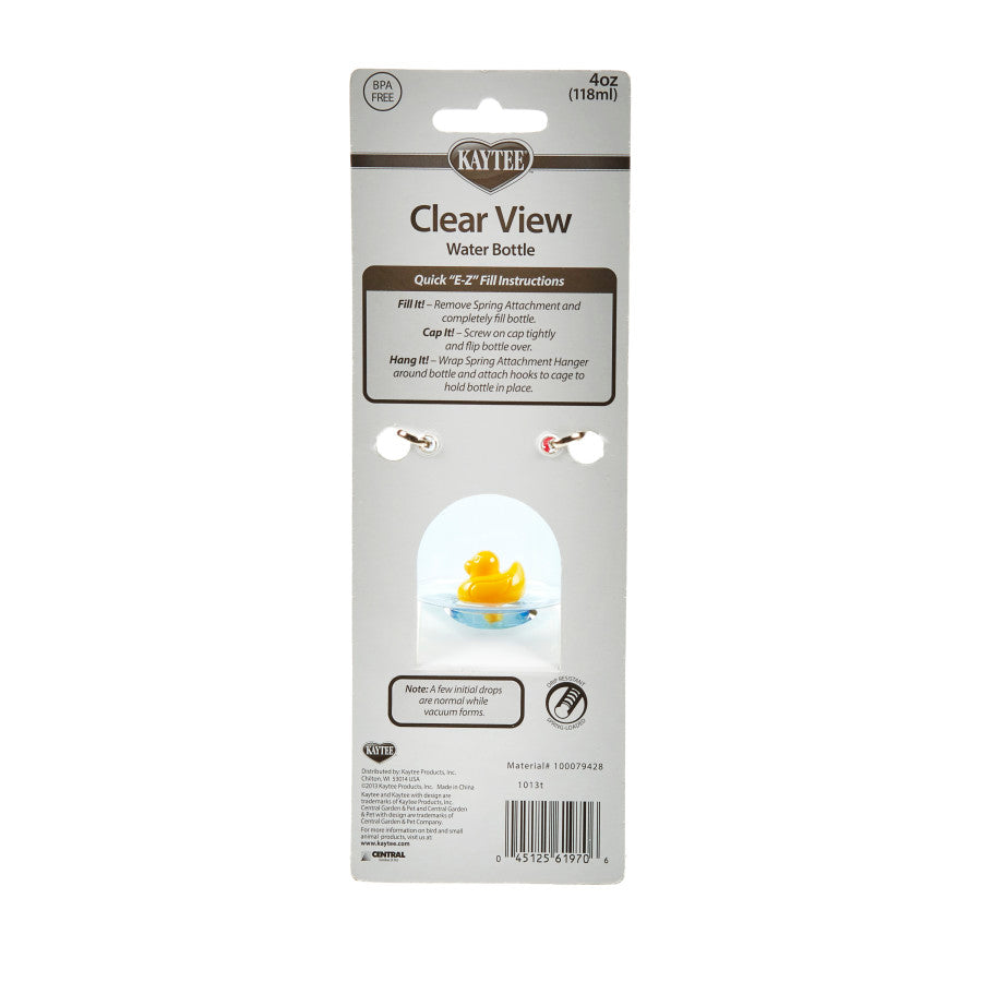 Kaytee Clear Water Bottle, Single Clear, 1ea/4 oz