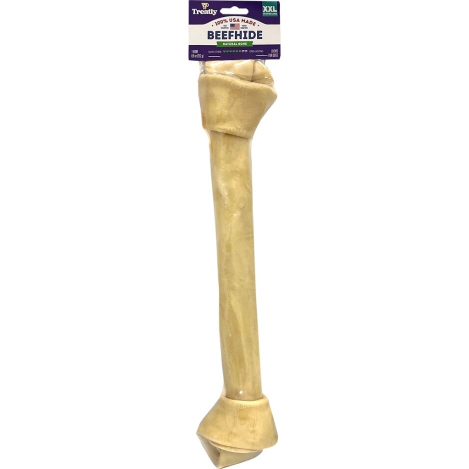 Treatly 100% USA Beefhide Bone Banded Natural 15in. 1 Pk
