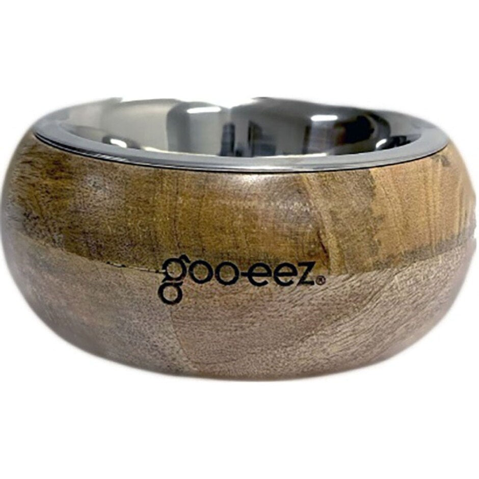Goo-Eez Rounded Mango Wood Bowl Stainless Steel