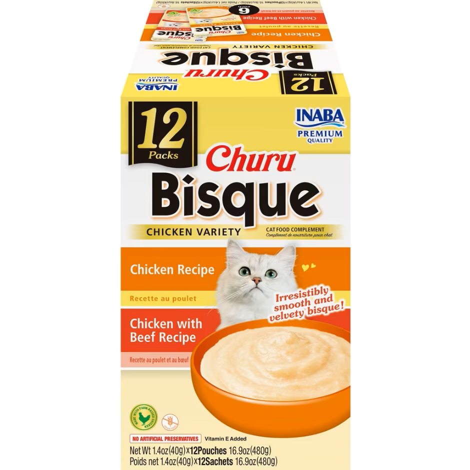 Inaba Churu Bisque Variety Pack Chicken 16.8oz. 12 Pk