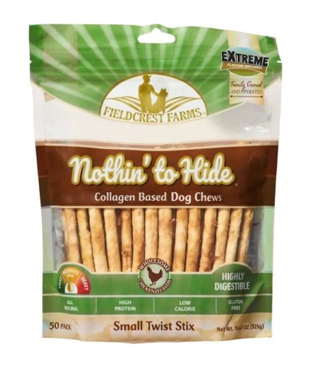 Fieldcrest Farms Nothin To Hide Twist Stix Dog Treat Chicken 50pk