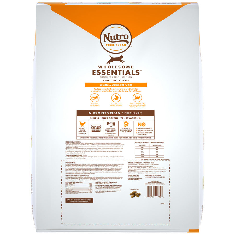 Nutro Products Wholesome Essentials Healthy Weight Indoor Adult Dry Cat Food Chicken & Brown Rice 14lb