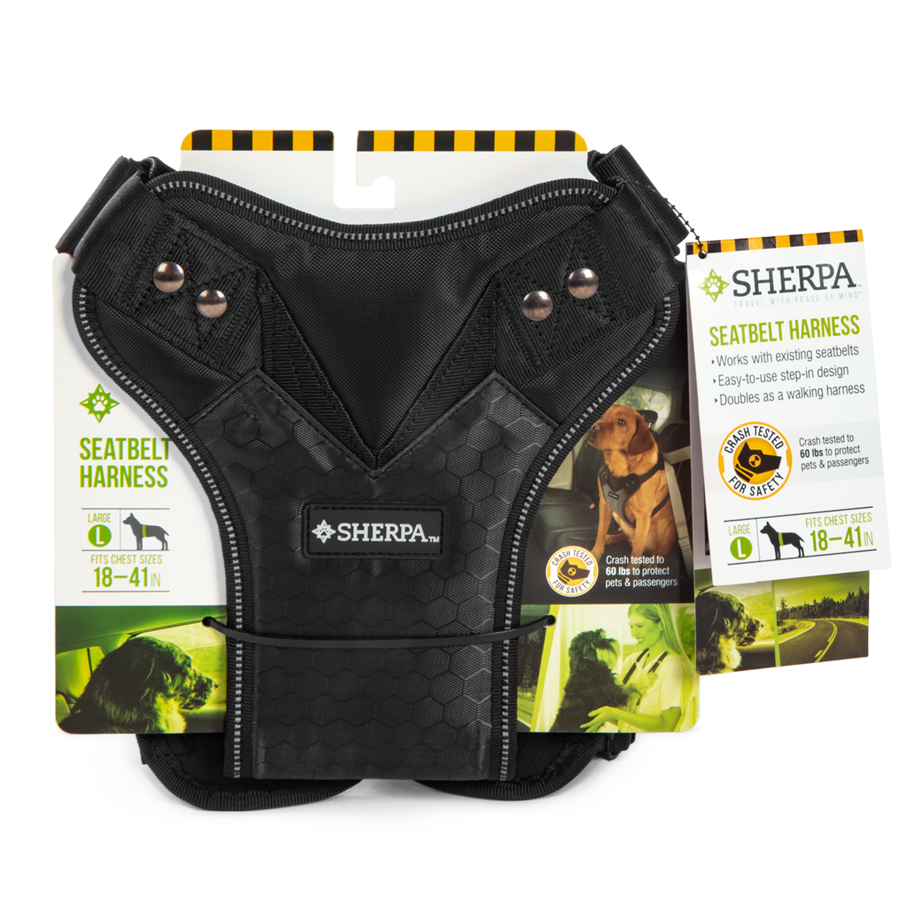 Sherpa's Pet Trading Company Crash Tested Seatbelt Safety Dog Harness Black 1ea/LG